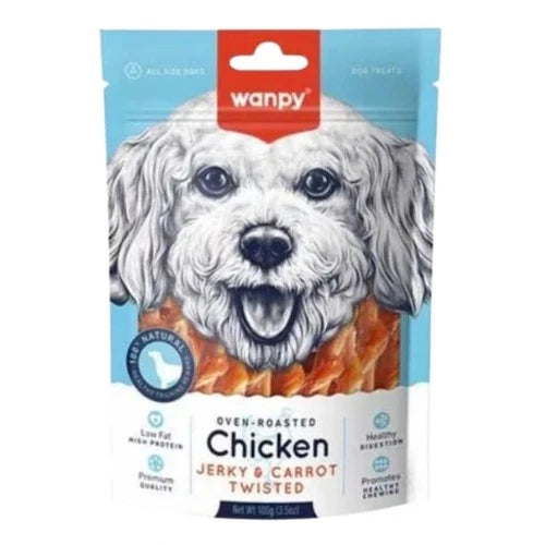 Wanpy Snack Perro Chicken Jerky and Carrot Twisted 100 Gr.