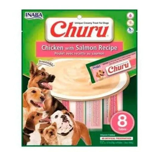 Churu Dog Chicken Salmón 8 Tubos, 20 Gr.